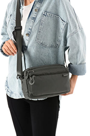 Kadın 3 Gözlü Paraşüt Kumaş Ayarlanabilir Çapraz Askılı Çanta