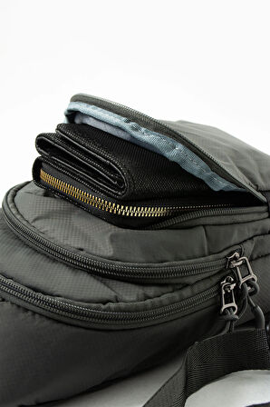 Unisex Paraşüt Kumaş Suya Dayanıklı 3 Bölmeli Çapraz Ve Sırtlık Askılı Body Bag