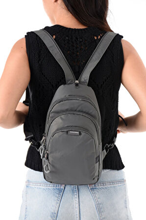 Unisex Paraşüt Kumaş Suya Dayanıklı 3 Bölmeli Çapraz Ve Sırtlık Askılı Body Bag