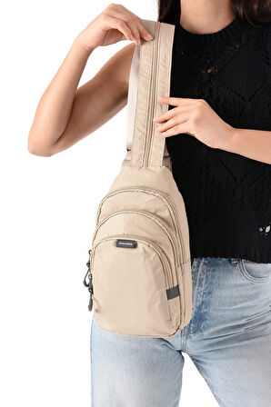 Unisex Paraşüt Kumaş Suya Dayanıklı 3 Bölmeli Çapraz Ve Sırtlık Askılı Body Bag