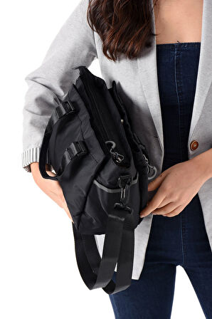 Kadın 4 Gözlü Desenli Paraşüt Kumaş Ayarlanabilir Çapraz Askılı El Ve Omuz Çantası