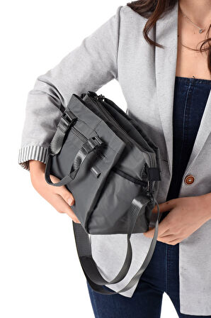 Kadın 4 Gözlü Desenli Paraşüt Kumaş Ayarlanabilir Çapraz Askılı El Ve Omuz Çantası