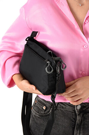 Kadın 3 Bölmeli Paraşüt Kumaş Ayarlanabilir Çapraz Askılı Çanta