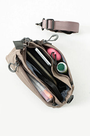 Kadın 3 Bölmeli Paraşüt Kumaş Ayarlanabilir Çapraz Askılı Çanta