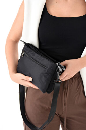 Kadın 4 Bölmeli Paraşüt Kumaş Ayarlanabilir Çapraz Askılı Çanta