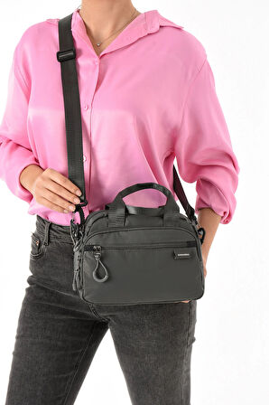 Kadın Suya Dayanıklı Paraşüt Kumaş 4 Gözlü Çapraz Askılı Oval El Ve Omuz Çantası