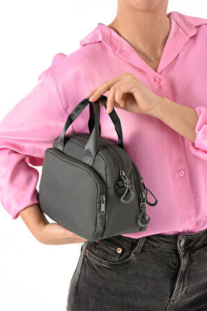 Kadın Suya Dayanıklı Paraşüt Kumaş 4 Gözlü Çapraz Askılı Oval El Ve Omuz Çantası