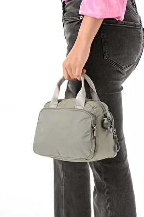 Kadın Suya Dayanıklı Paraşüt Kumaş 4 Gözlü Çapraz Askılı Oval El Ve Omuz Çantası