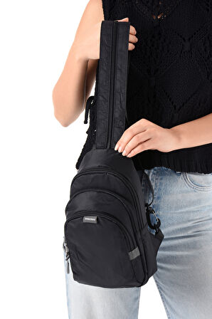 Unisex Paraşüt Kumaş Suya Dayanıklı 3 Bölmeli Çapraz Ve Sırtlık Askılı Body Bag