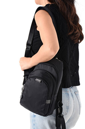 Unisex Paraşüt Kumaş Suya Dayanıklı 3 Bölmeli Çapraz Ve Sırtlık Askılı Body Bag