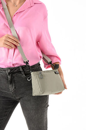 Kadın 3 Bölmeli Paraşüt Kumaş Ayarlanabilir Çapraz Askılı Çanta