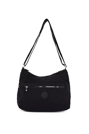 Kadın Suya Dayanıklı Kumaş 5 Gözlü Çapraz Askılı Siyah Okul Seyahat Ve Omuz Çantası