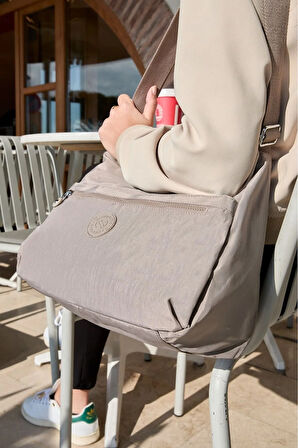 Kadın Suya Dayanıklı Kumaş 5 Gözlü Çapraz Askılı Vizon Okul Seyahat Ve Omuz Çantası