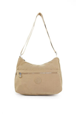 Kadın Suya Dayanıklı Kumaş 5 Gözlü Çapraz Askılı Bej Okul Seyahat Ve Omuz Çantası