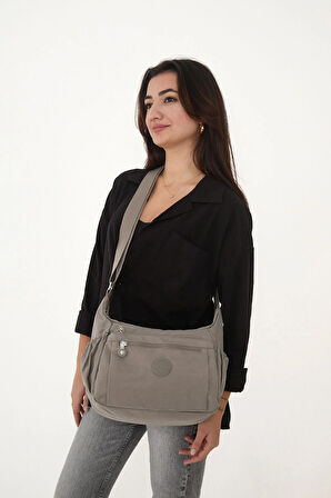 Kadın Suya Dayanıklı Kumaş 5 Gözlü Çapraz Askılı Vizon Seyahat Ve Omuz Çantası