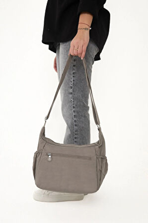 Kadın Suya Dayanıklı Kumaş 5 Gözlü Çapraz Askılı Vizon Seyahat Ve Omuz Çantası