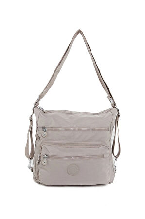 Kadın 7 Bölmeli Krinkıl Kumaş Suya Dayanıklı Vizon Omuz Ve Sırt Çantası