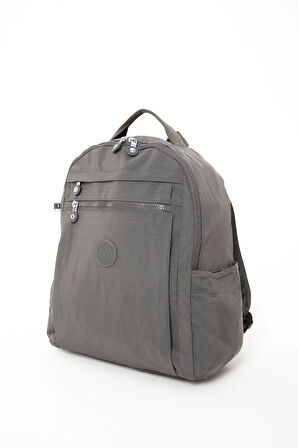 Unisex Suya Dayanıklı Krinkıl Kumaş Çok Gözlü Koyu Gri Laptop Okul Ve Sırt Çantası