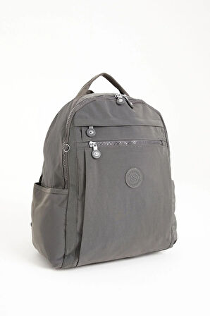 Unisex Suya Dayanıklı Krinkıl Kumaş Çok Gözlü Koyu Gri Laptop Okul Ve Sırt Çantası