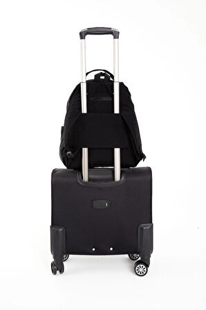 Unisex Suya Dayanıklı Krinkıl Kumaş Çok Gözlü Siyah Laptop Okul Ve Sırt Çantası