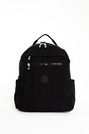 Unisex Suya Dayanıklı Krinkıl Kumaş Çok Gözlü Siyah Laptop Okul Ve Sırt Çantası