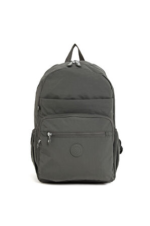 Unisex Suya Dayanıklı Büyük Boy Krinkıl Kumaş Çok Gözlü Koyu Gri Laptop Okul Ve Seyahat Sırt Çantası
