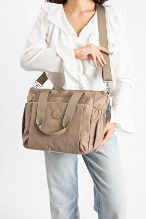 Kadın Büyük Boy 4 Bölmeli Suya Dayanıklı Paraşüt Kumaş Çapraz Ve Omuz Askılı Çanta