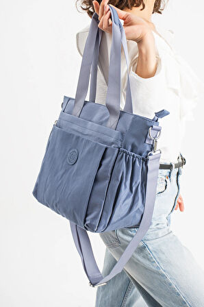 Kadın Büyük Boy 4 Bölmeli Suya Dayanıklı Paraşüt Kumaş Çapraz Ve Omuz Askılı Çanta