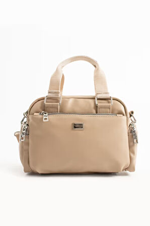 Kadın Çok Gözlü Kum Mat Ayarlanbilir Çapraz Askılı El ve  Omuz Çantası S-1422