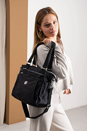 Kadın 4 Bölmeli Suya Dayanıklı Saten Kumaş Çapraz Ve Omuz Askılı Çanta