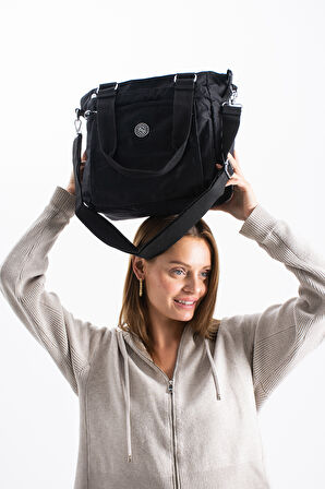 Kadın 4 Bölmeli Suya Dayanıklı Saten Kumaş Çapraz Ve Omuz Askılı Çanta