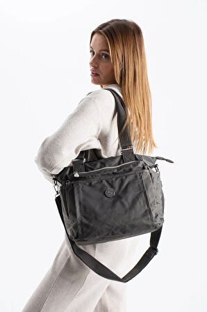 Kadın 4 Bölmeli Suya Dayanıklı Saten Kumaş Çapraz Ve Omuz Askılı Çanta