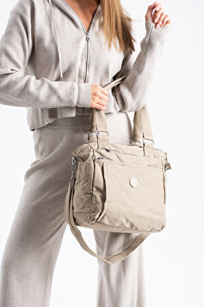 Kadın 4 Bölmeli Suya Dayanıklı Saten Kumaş Çapraz Ve Omuz Askılı Çanta