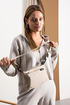 Kadın 3 Bölmeli Paraşüt Kumaş Ayarlanabilir Çapraz Askılı Çanta