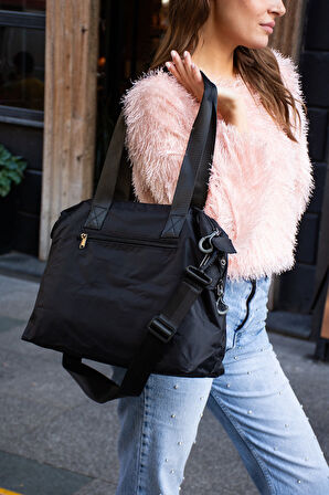 Genişleyebilir Yan Fermuarlı Paraşüt Kumaş Ayarlanabilir Omuz Çantası