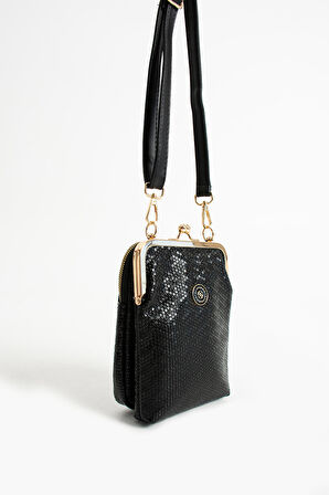 Kadın Burslu Gold Aksesuarlı Ayarlanabilir Çapraz Askılı Suni Deri Omuz ve Çapraz Çanta