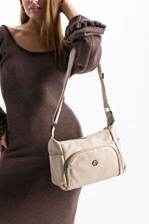 Kadın Ayarlanabilir Çapraz Askılı Çok Gözlü Suni Deri Omuz Çantası