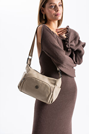 Kadın Ayarlanabilir Çapraz Askılı Çok Gözlü Suni Deri Omuz Çantası