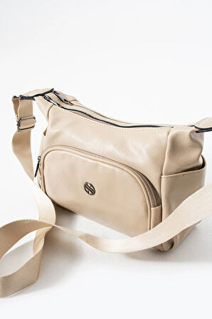 Kadın Ayarlanabilir Çapraz Askılı Çok Gözlü Suni Deri Omuz Çantası