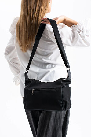 Kadın Ayarlanabilir Çapraz Askılı Çok Gözlü Suni Deri Omuz Çantası