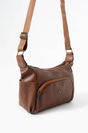 Kadın Ayarlanabilir Çapraz Askılı Çok Gözlü Suni Deri Omuz Çantası