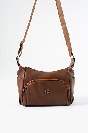 Kadın Ayarlanabilir Çapraz Askılı Çok Gözlü Suni Deri Omuz Çantası