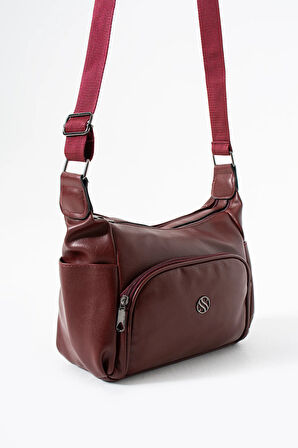 Kadın Ayarlanabilir Çapraz Askılı Çok Gözlü Suni Deri Omuz Çantası