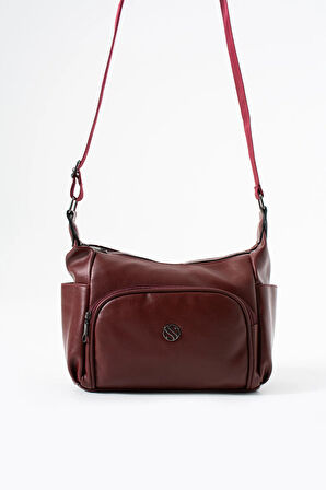 Kadın Ayarlanabilir Çapraz Askılı Çok Gözlü Suni Deri Omuz Çantası