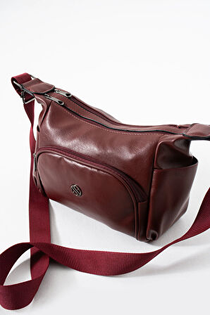 Kadın Ayarlanabilir Çapraz Askılı Çok Gözlü Suni Deri Omuz Çantası