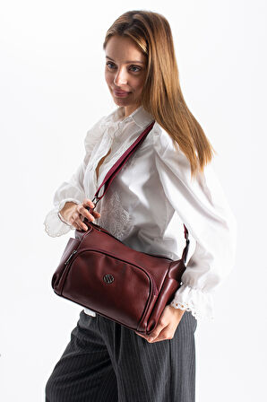 Kadın Ayarlanabilir Çapraz Askılı Çok Gözlü Suni Deri Omuz Çantası