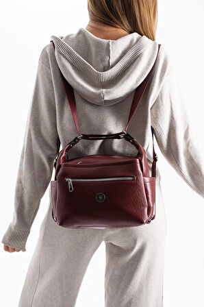 Kadın 4 Bölmeli Suni Yumuşak Deri Omuz Ve Sırt Çantası