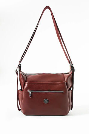 Kadın 4 Bölmeli Suni Yumuşak Deri Omuz Ve Sırt Çantası