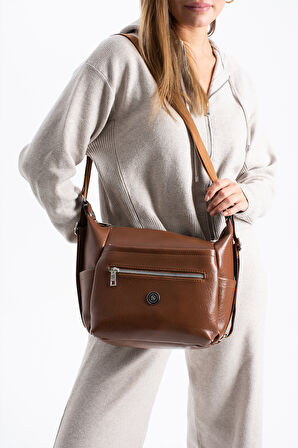 Kadın 4 Bölmeli Suni Yumuşak Deri Omuz Ve Sırt Çantası