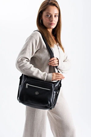 Kadın 4 Bölmeli Suni Yumuşak Deri Omuz Ve Sırt Çantası